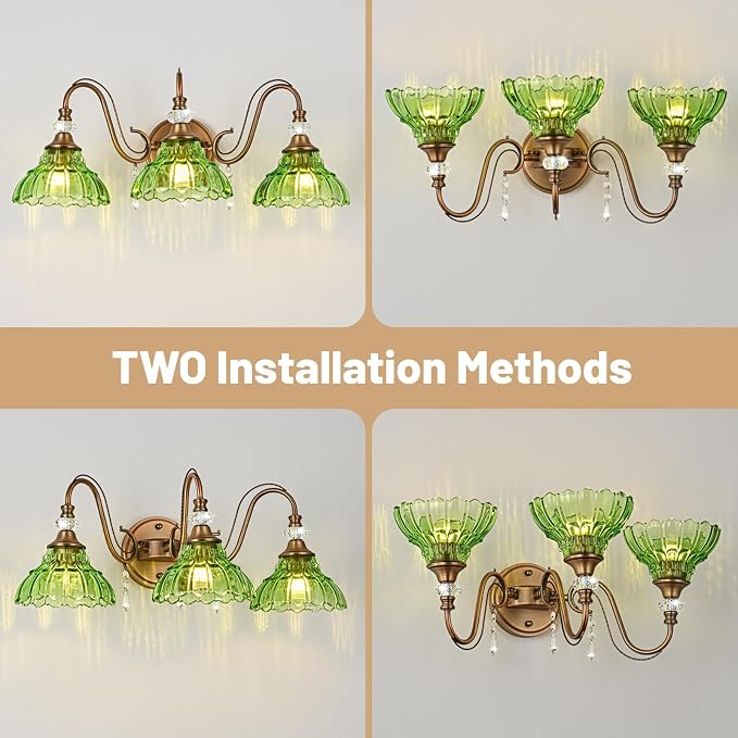 Vintage Bathroom Vanity Light, 3-Light Matte Antique Brass Finish Wall Sconce - Image 3
