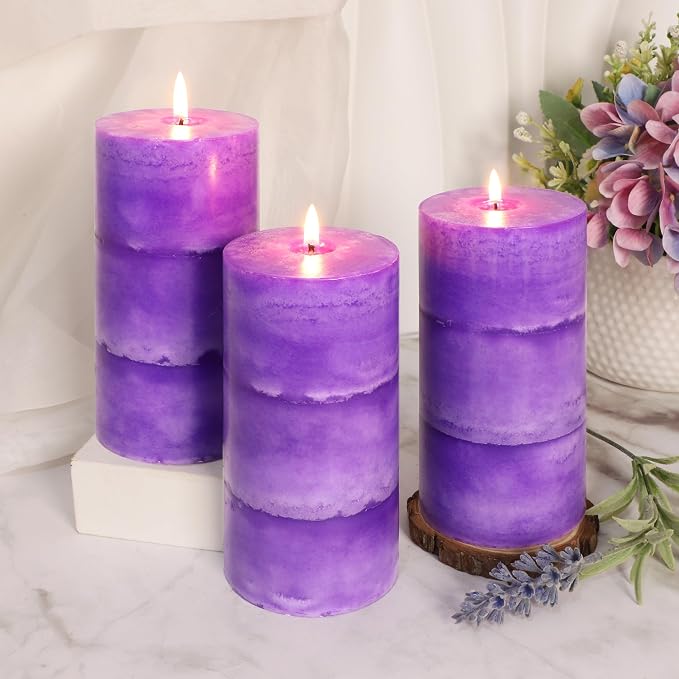 3" x 6" Handmade Pillar Candles Lavender Scented Purple Decorative Candles - Image 4