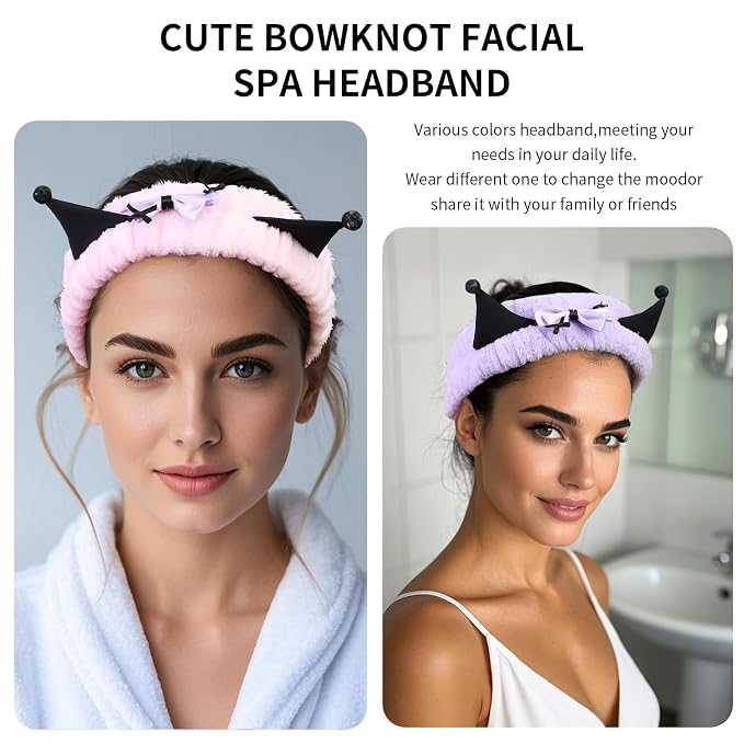 Spa Headband for Washing Face, 2 Pack Cute Hair Band for Shower Yoga Beauty - Image 6
