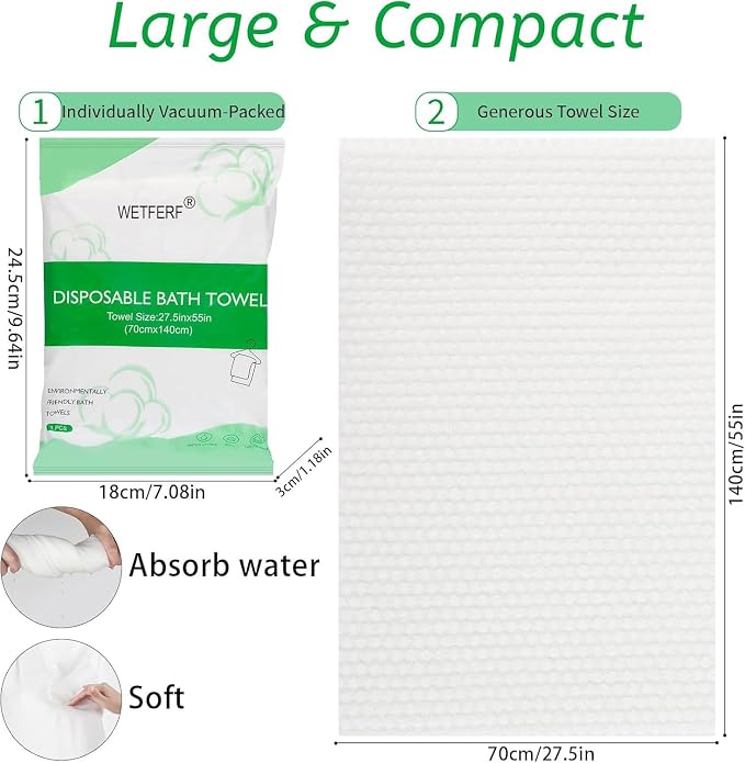 20 Pack Disposable Bath Towels Durable Large Portable Thicken Camping Towels - Image 5