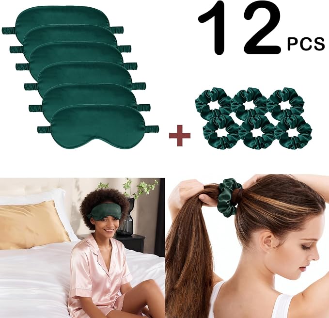 12Pcs Silk Sleep Masks Satin Eye Mask Silky Eyes Cover Blindfold Eyeshade Hair - Image 2