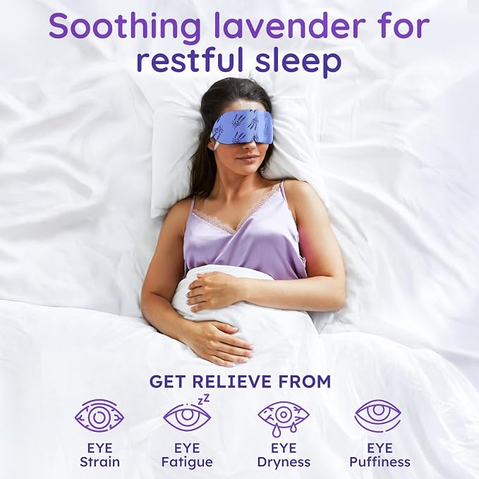 8 Pack Lavender Steam Eye Mask for Dryness, Strain & Relaxation, Heated Eye - Image 2