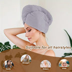 Microfiber Hair Towel Wrap, 3 Pack Soft Hair Drying Towel, Shower Cap & Hair - Image 2