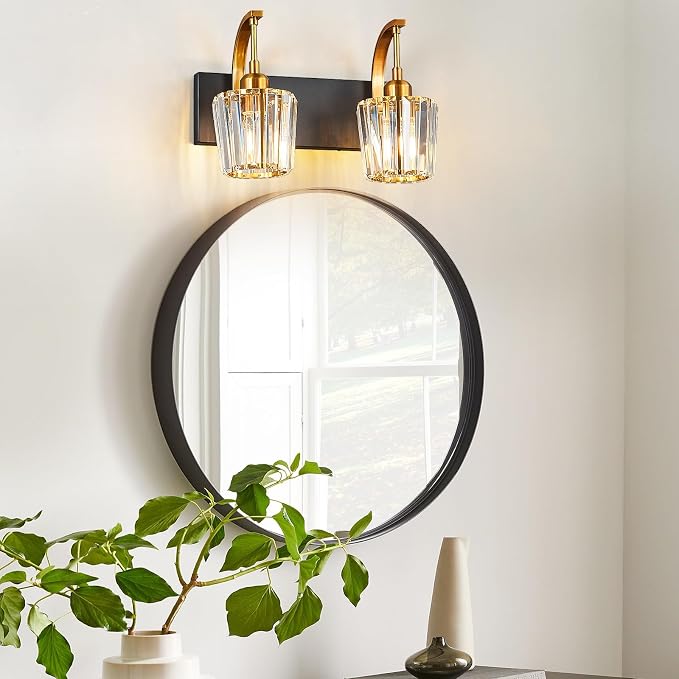 Modern Bathroom Vanity Light, 2-Light Black Gold Wall Sconce - Image 7
