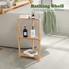 Bamboo Corner Shower Caddy Stand 3-Tier Waterproof, Free Standing Bathroom - Image 6
