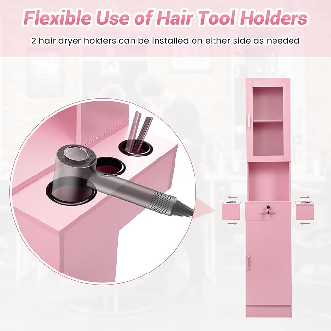 RESHABLE Salon Station for Hair Stylist, Hair Styling Storage Cabinet - Image 7