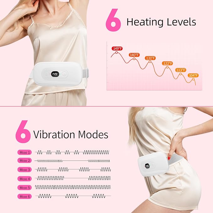 Portable Heating Pad Period Cramps: 2 Timer 6 Heat Levels 6 Vibration Modes - Image 2