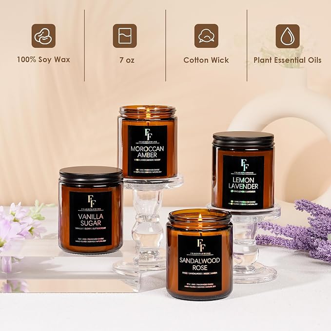 Scented Candles for Home Scented Aromatherapy Candles, 4 Pack 28 Oz Soy Wax - Image 4