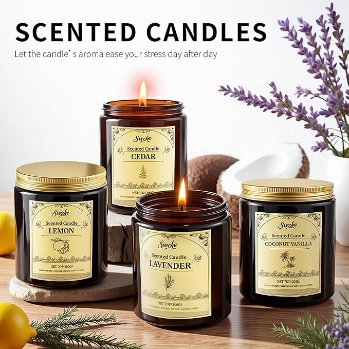 4 Pack 28oz Scented Candles, Soy Wax Jar Candles, Sage & Citrus, Scented Candles - Image 4