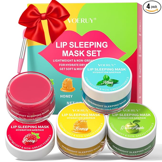 Lip Mask Set, Overnight Treatment Lip Care, Moisturize & Nourish Lip Butter Balm by VOERUY