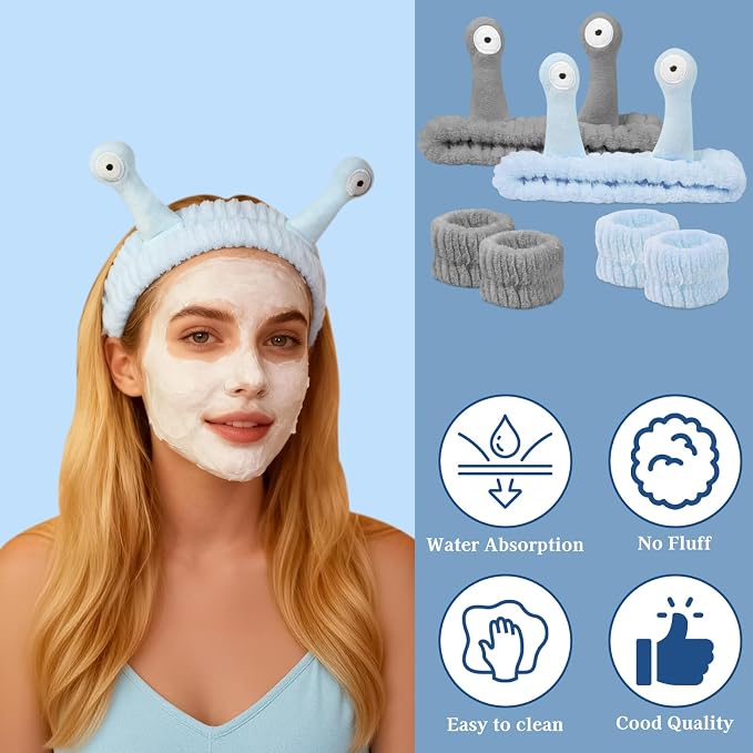 Snail Face Wash Headband Skincare & Wrist Bands - Image 3