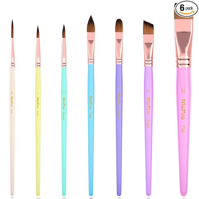 Nicpro 7pcs Face Paint Brush Set, Aesthetic Pastel Artist Paintbrushes by Nicpro