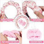 Zkptops Spa Headband for Washing Face Wristband Set Sponge Makeup Skincare - Image 5