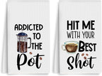2PCS Coffee Kitchen Towels, Funny Farmhouse Rustic Reusable Absorbent Waffle by Unknown