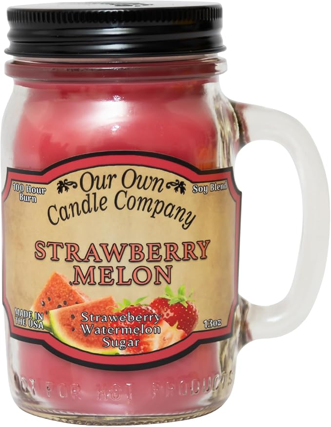 Our Own Candle Company, Strawberry Melon Scented Mason Jar Candle, 100 Hour by OurOwnCandleCompanycandles