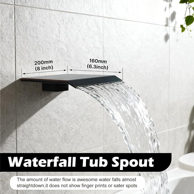 Midanya Shower System with Tub Spout, Bathtub Shower Faucet Set with Square - Image 3