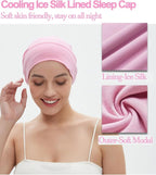 Sleep Cap Bonnet for Sleeping Black Women, Adjustable Cooling Ice Silk Lined - Image 4