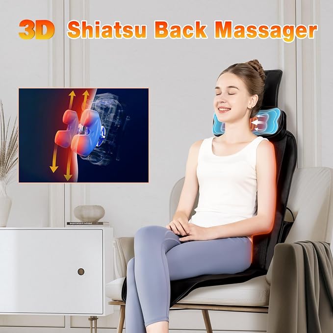 Shiatsu Back Massager with Heat, Massage Chair Pad - Image 4