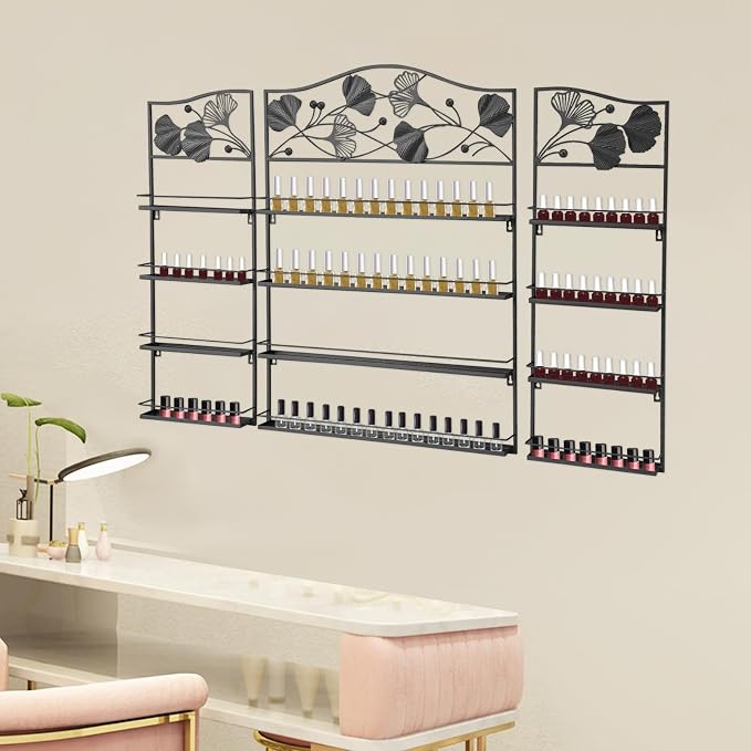 4 Tier Wall-Mounted Nail Polish Storage Racks 3PCS Metal Nail Polish Organizer - Image 5