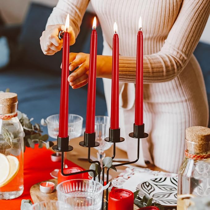 WPONSZU 14 Pack Tall Red Taper Candles 10 Inch Unscented Dripless Candlesticks - Image 3
