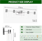 5-Light Modern Vanity Light Fixtures Over Mirror, Chrome Bathroom Light Fixtures - Image 4