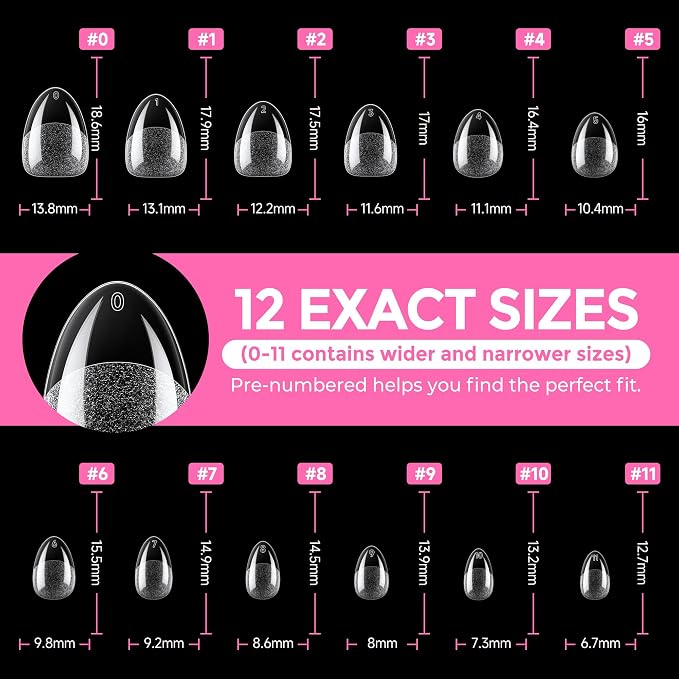 UNA GELLA Extra Short Almond Nail Tips Full Cover 216PCS Gel Nail Tips Short - Image 8
