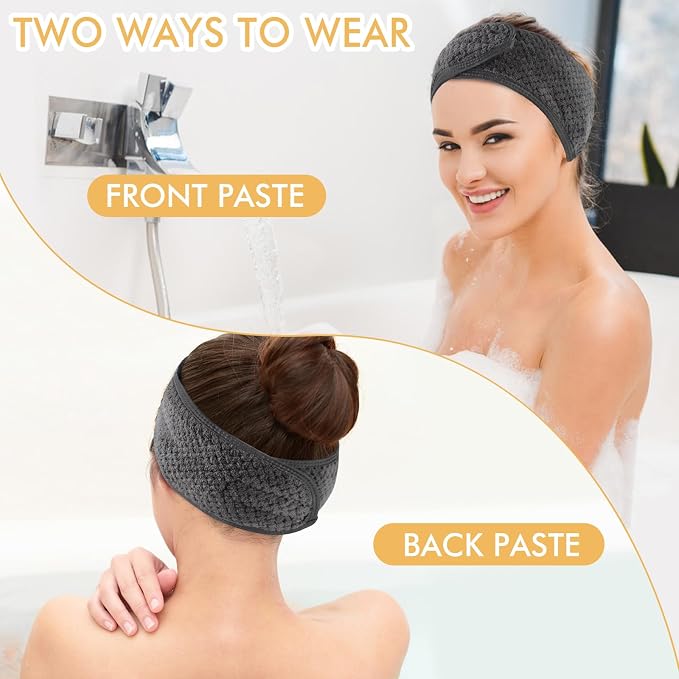 SINLAND Spa Headband for Women Ultra Soft Adjustable Makeup Hair Band - Image 4