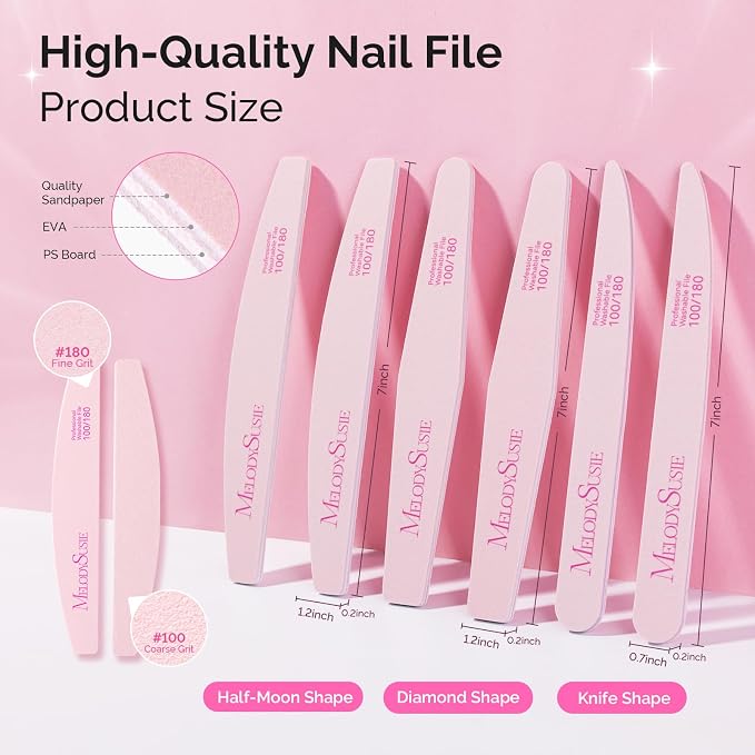 MelodySusie Nail File Kit, Professional Manicure Pedicure Supplies - Image 5
