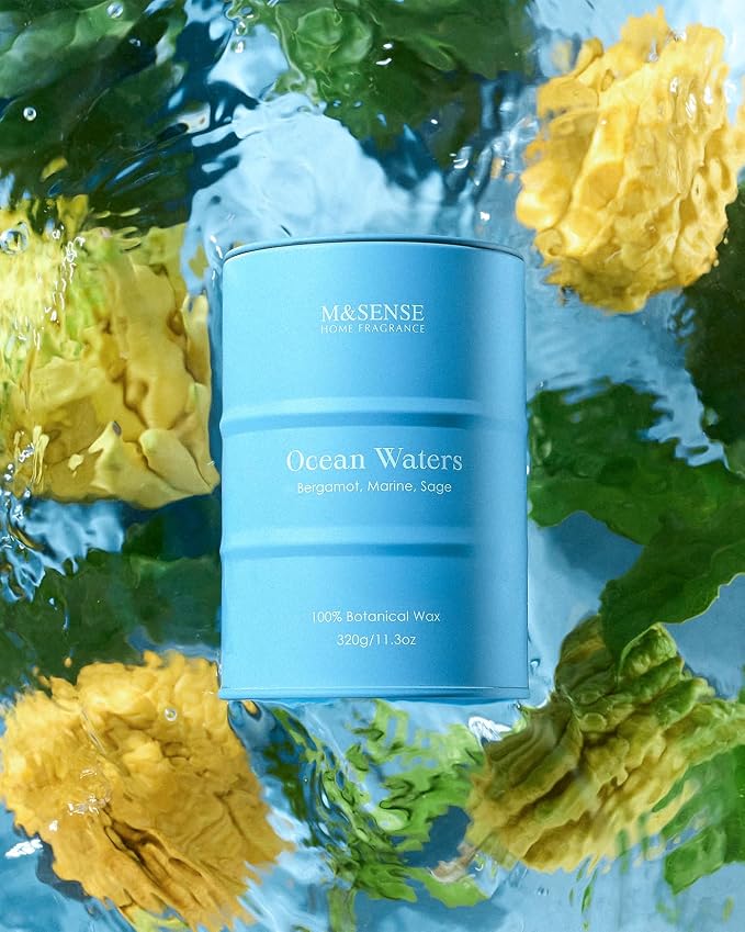 M&SENSE Ocean Waters Scented Candles Summer Soy Candle, Beach Candle - Image 2