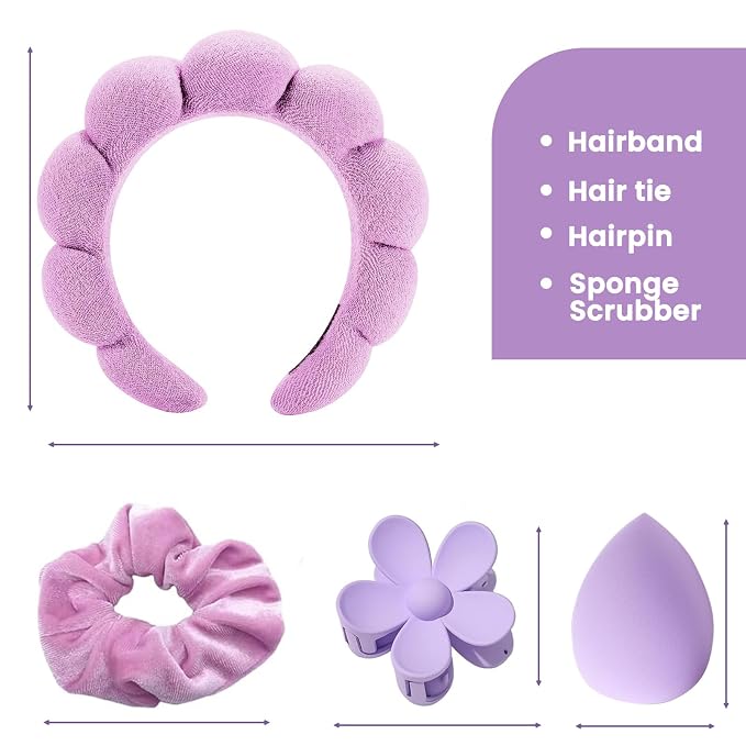 4 Pcs Skincare Headband Set, Face Washing Headband - Image 7