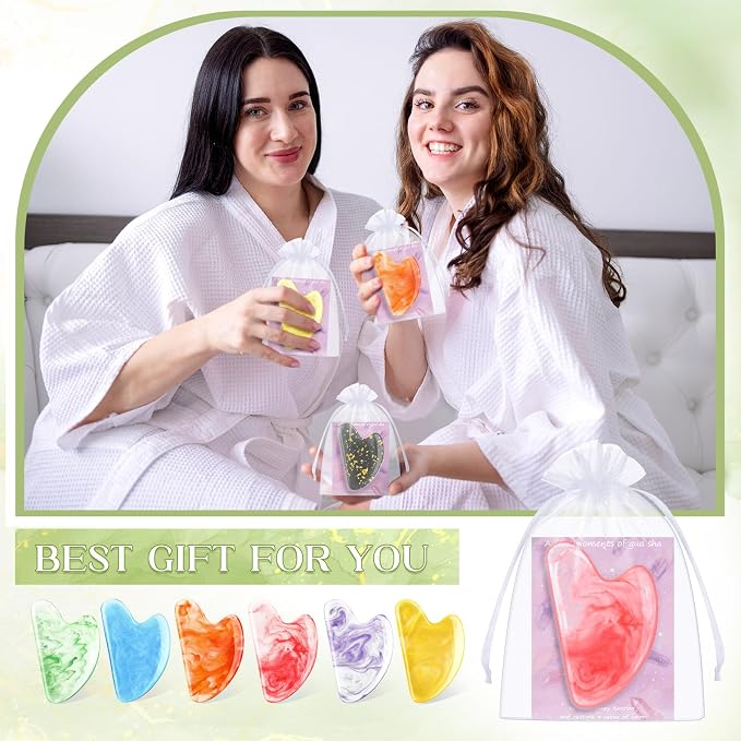 Sherr 24 Sets Gua Sha Facial Tools Bulk Resin Heart Shaped Guasha Boards - Image 4