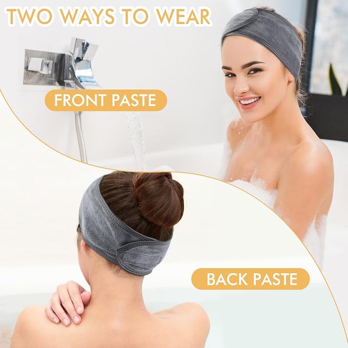 SINLAND Spa Headband for Women 6 Counts Adjustable Makeup Hair Band - Image 3