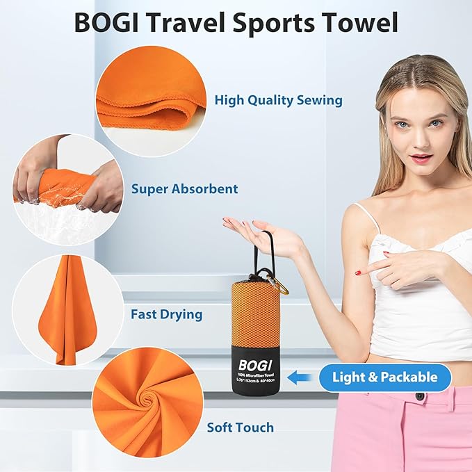 BOGI Microfiber Travel Sports Towel-Quick Dry Towel, Soft Lightweight - Image 4