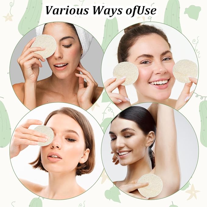 Nogeqi 20 Pcs Natural Loofah Sponge Pads - Image 4