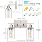 ShineTech 2-Light Bathroom Vanity Light Fixture, Brushed Nickel Bathroom Light - Image 2