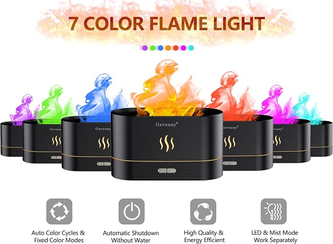 Flame Essential Oil Diffuser, Upgrade 7 Colour Lights Aromatherapy Diffuser - Image 3