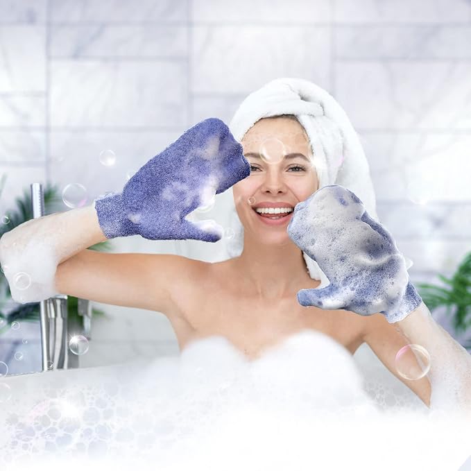 Evridwear Shower Exfoliating Mitts, Deep Cleanse Bathing Scrub Gloves Self Tan - Image 5