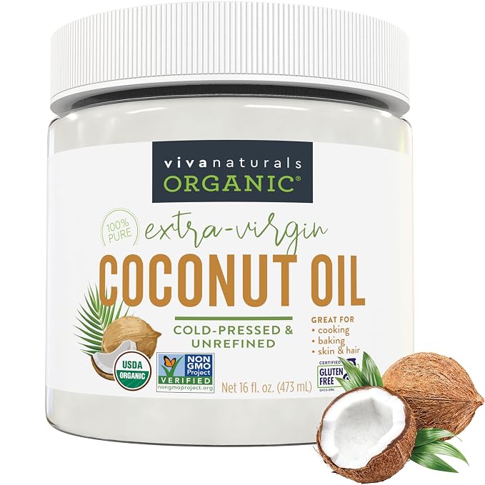Viva Naturals Organic Coconut Oil, 16 fl oz – Unrefined, Cold-Pressed Extra by VivaNaturals