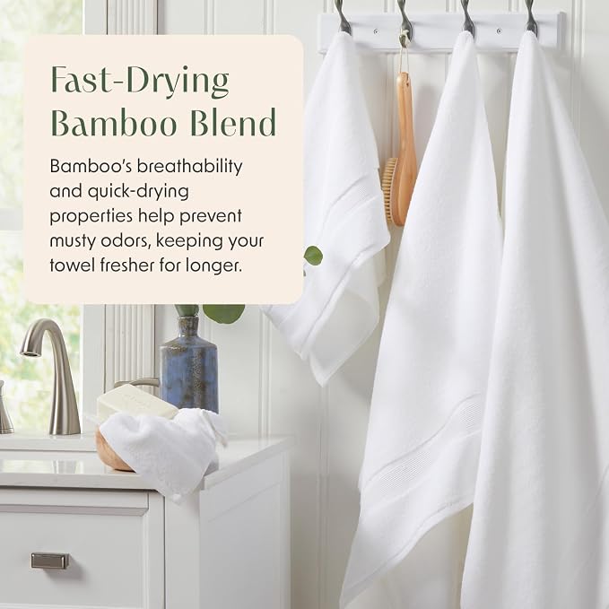 Springtree Home Luxury Bamboo Rayon Bath Towel Set 6 Piece Set | 35% Bamboo - Image 3