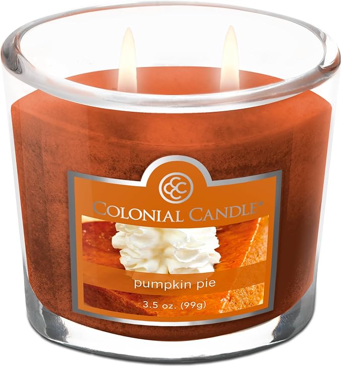 Colonial Candle Pumpkin Pie Scented Jar Candle, 2 Wick, 3.5 oz, Mottled Wax - Image 3