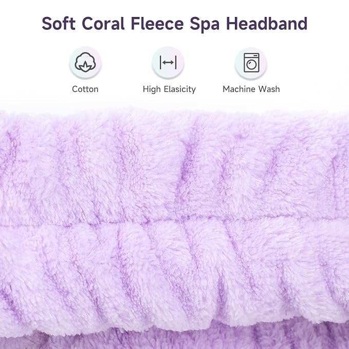 WSYUB Spa Headband, Headband for Washing Face, Shower Skin Care Fluffy Stocking - Image 5