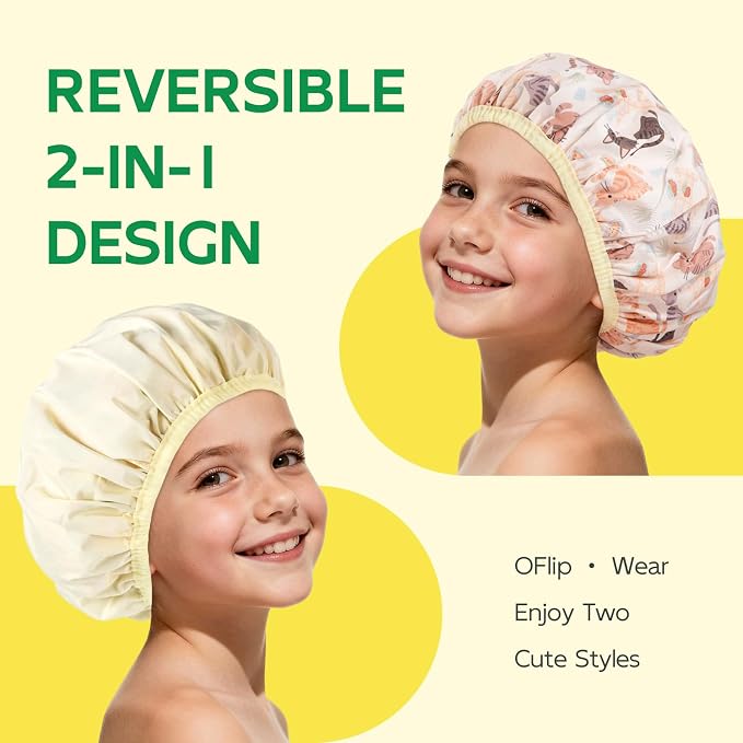 Years calm Kids Shower Cap, Waterproof Reusable Cartoon Bath Cap - Image 4