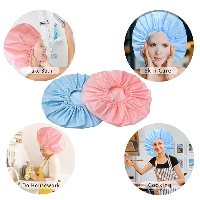 Jumbo Size Shower Cap 2 PCS Waterproof Shower Caps - Image 7