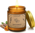 Scented Candles, 16oz Large Jar Soy Wax Candle – Amber & Sandalwood by Unknown