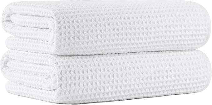 MICROFI New Microfiber Waffle Bath Towels, 2 Pieces, Fast Drying, Lint Free 430 by Unknown