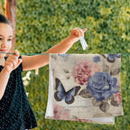 Vintage Pink Blue Rose Floral Butterfly Hand Towels - Image 4