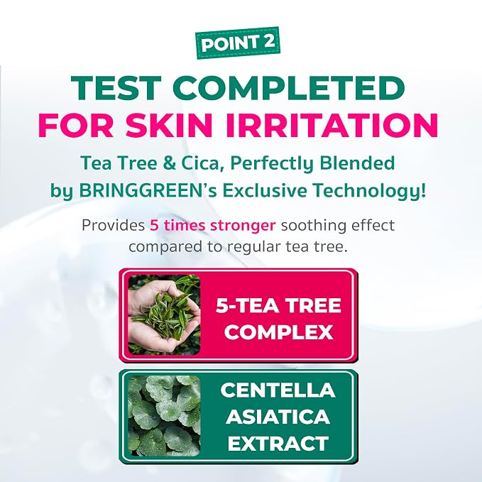 BRING GREEN Tea Tree Cica Soothing Toner Pads 90 Count, Exfoliating & Calming - Image 5