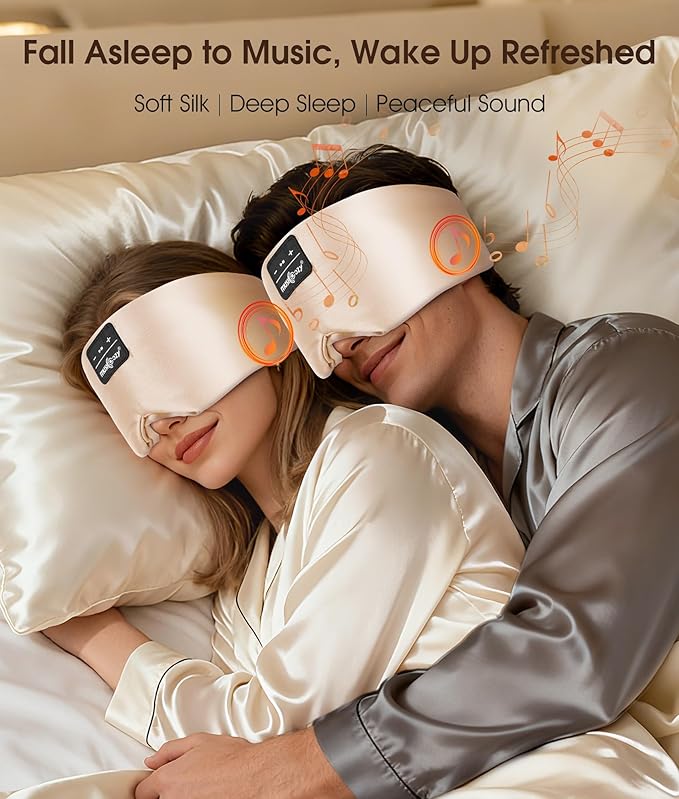 MUSICOZY 3D Silk Bluetooth Sleep Mask Headphones, Mulberry Silk Eye Mask - Image 2