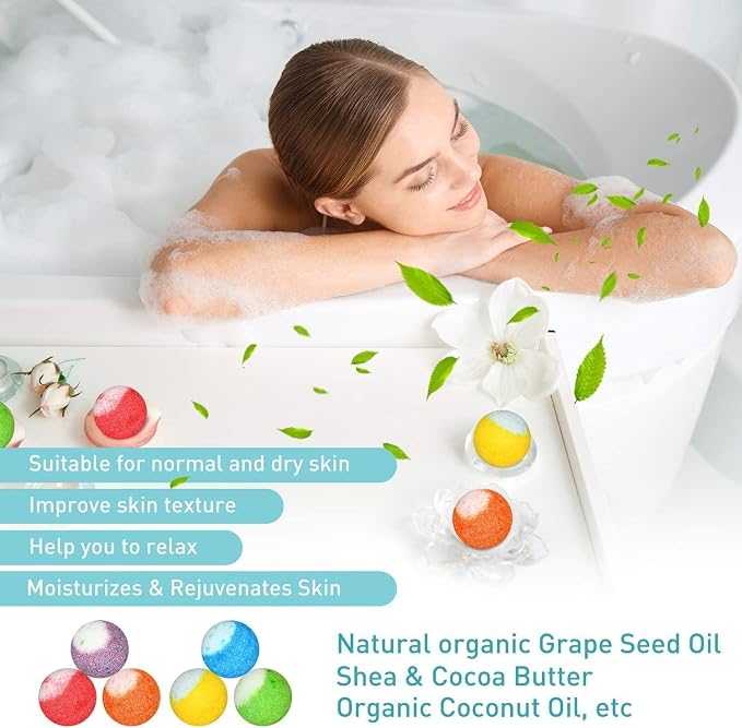 60 Pack Bath Bombs Set, Christmas Stocking Stuffers, Birthday Gift Set - Image 4