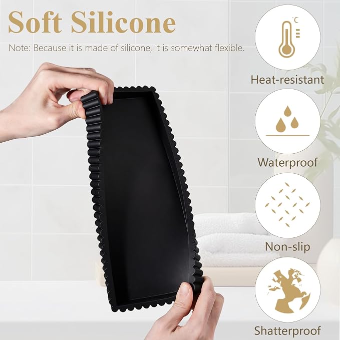 Silicone Bathroom Tray Small Vanity Organizer Rectangle Sink Caddy Sponge - Image 3